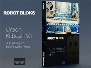 City Urban Kitbash V1 城市楼房建筑3D模型 (MAX/Maya/OBJ/FBX格式)