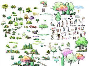 手绘平面立面景观PSD分层素材