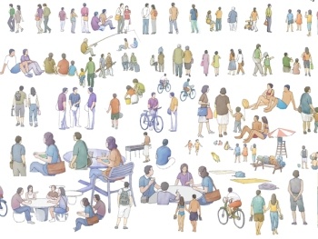 知名景观公司 水彩风效果图素材+40只立面植物ps笔刷