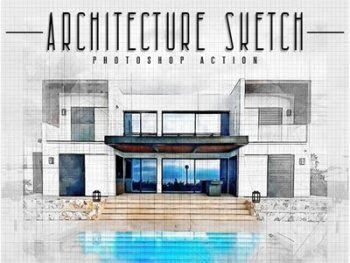 建筑素描水彩Photoshop动作