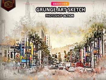 Grunge Art Sketch Photosop Action 艺术素描ps动作