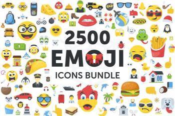 2500个表情符号矢量图标包 2500 Emoji Icons Bundle