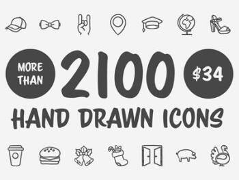 2100个手绘矢量图标合集 CreativeMarket  – 2100 Hand drawn vector icons
