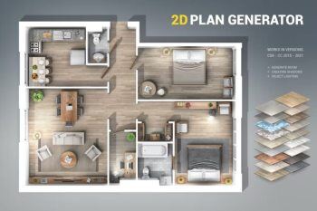 平面方案彩平图生成器 2D Plan Generator Photoshop Action