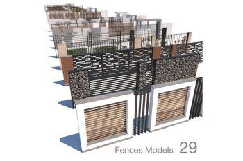 29套现代围栏3D模型 CGTrader – modern fence collection VR  AR  low-poly 3D model