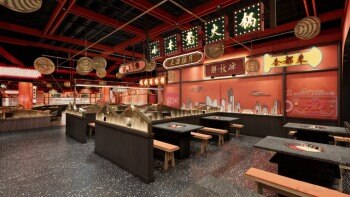 餐厅面馆火锅店SU模型合集23套合集