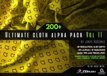 200多个面料、口袋、缝线、纽扣、皱纹和拉链alpha 贴图 200+ Ultimate Cloth Alpha Pack VOL II