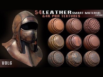 54种皮革材质 4kPBR贴图 ArtStation – 54 Leather Smart Materials + 4k PBR Textures – Vol 6