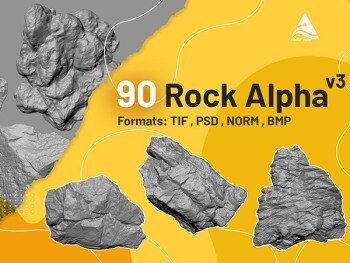 90个岩石Alphas贴图  ArtStation – 90 Rock Alpha vol.3