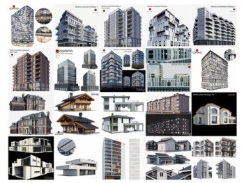 3DSky Pro 20套写字楼住宅楼别墅建筑3D模型合集