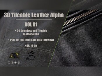 30个皮革Alpha无缝可平铺 30 Leather Alphas (Seamless and Tileable – Vol 01)
