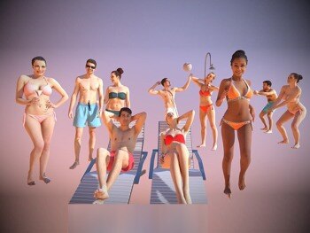 海滩人物女士男士比基尼泳装3D模型系列 10x Beach People Woman Man Bikini Swimsuit Scanned Vol01 3D Model Collection