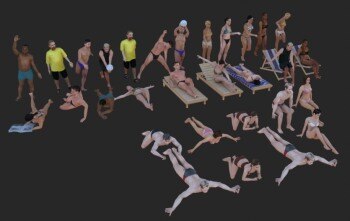 海滩系列人物3D模型（格式:MAX\FBX） AXYZ Design- beach ppl-MeSport00