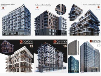 3DSky Pro 20套写字楼住宅楼别墅建筑3D模型合集