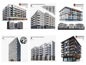 3DSky Pro 100套国外高精度建筑住宅别墅厂房建筑小品3D模型合集