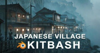 Blender日式传统村落建筑环境3D模型 Japanese Village Kitbash