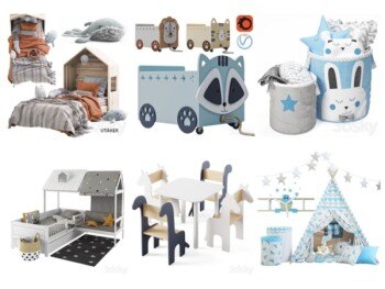 30套儿童家具玩具3D模型合集 – 20241123